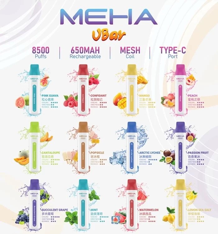 MEHA VBar小白條8500口一次性電子煙| MEHA魅嗨拋棄式電子煙|台灣 電子菸口味推薦【16個口味】